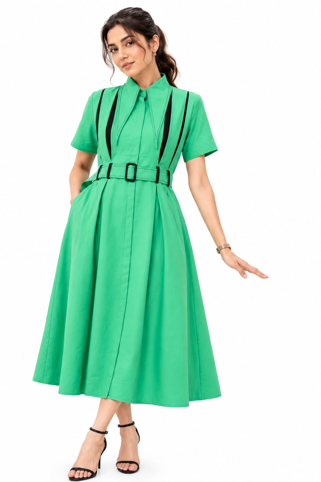 Tezaan | MIDI WAIST DRESS OCEAN GREEN