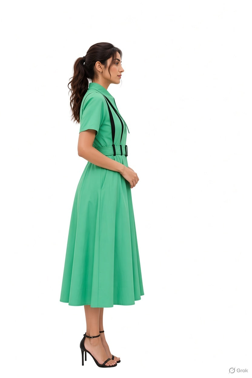 Tezaan | MIDI WAIST DRESS OCEAN GREEN