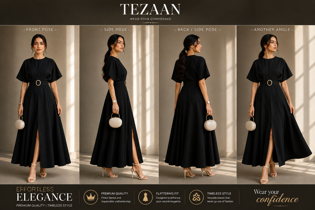 Elegant Solid Fold With Belt O Neck A Line Dresses