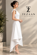Ivory One-Shoulder A-Line Flare Dress